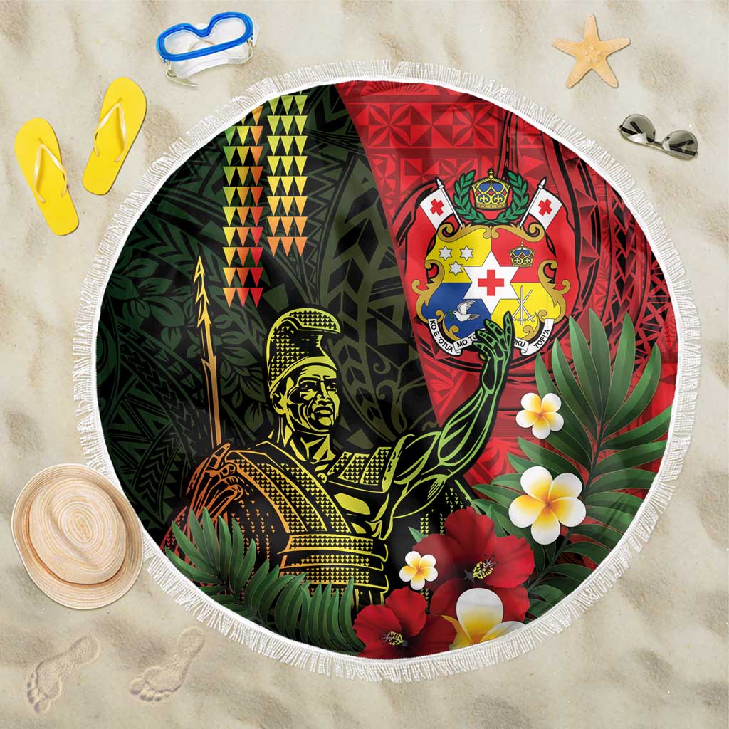Hawaii And Tonga Beach Blanket King Kamehameha Tribal Ngatu Pattern LT14 One Size 150cm Red - Polynesian Pride