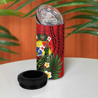 Hawaii And Tonga 4 in 1 Can Cooler Tumbler King Kamehameha Tribal Ngatu Pattern
