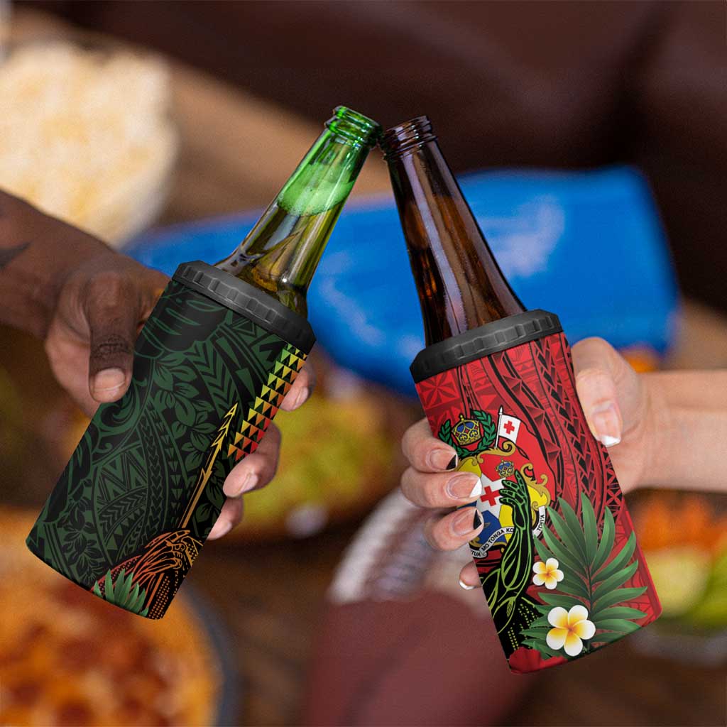 Hawaii And Tonga 4 in 1 Can Cooler Tumbler King Kamehameha Tribal Ngatu Pattern