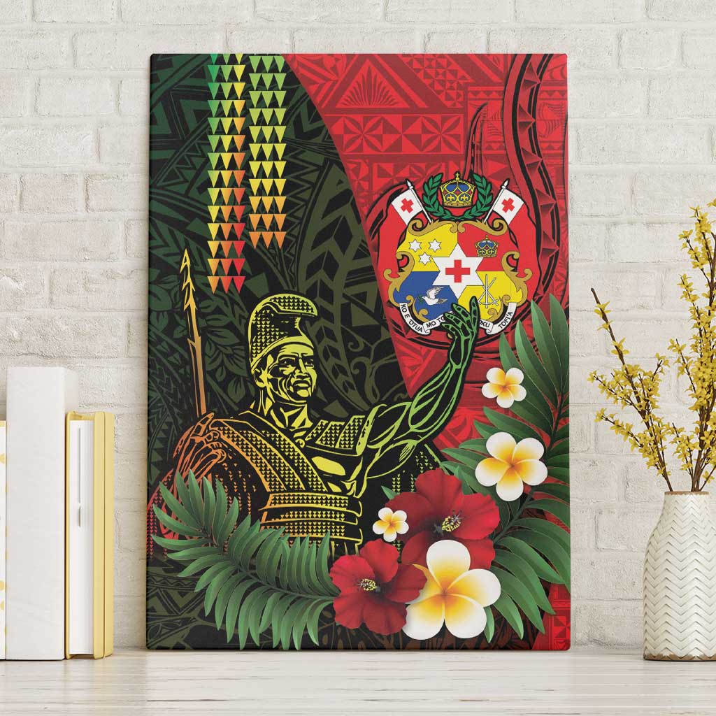 Hawaii And Tonga Canvas Wall Art King Kamehameha Tribal Ngatu Pattern LT14 Without Frame Red - Polynesian Pride