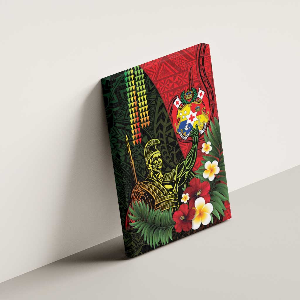 Hawaii And Tonga Canvas Wall Art King Kamehameha Tribal Ngatu Pattern LT14 - Polynesian Pride