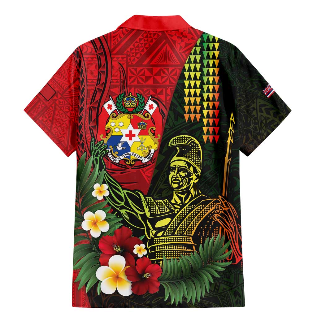 Hawaii And Tonga Family Matching Mermaid Dress and Hawaiian Shirt King Kamehameha Tribal Ngatu Pattern