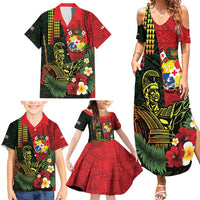 Hawaii And Tonga Family Matching Summer Maxi Dress and Hawaiian Shirt King Kamehameha Tribal Ngatu Pattern