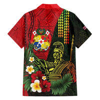 Hawaii And Tonga Family Matching Tank Maxi Dress and Hawaiian Shirt King Kamehameha Tribal Ngatu Pattern