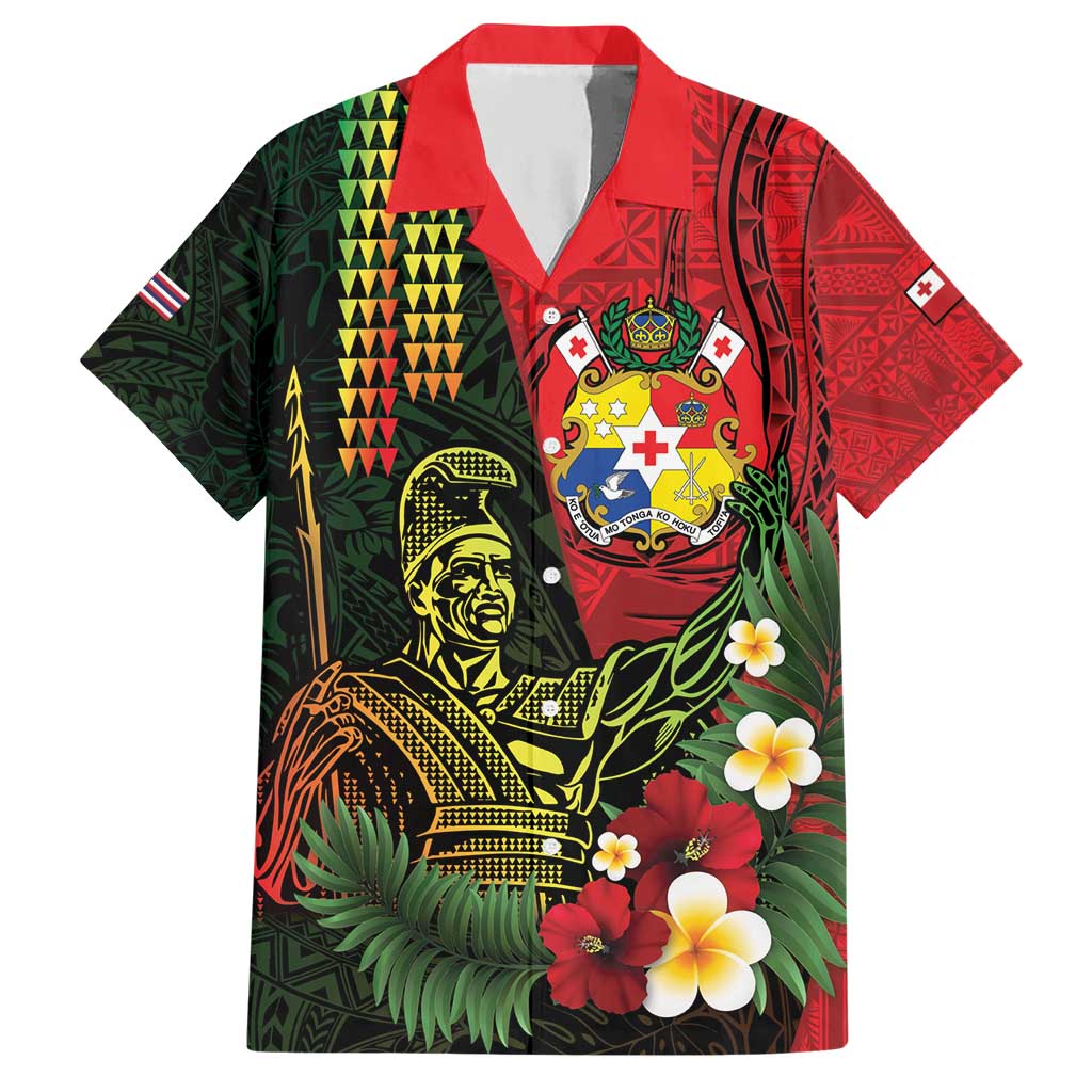 Hawaii And Tonga Hawaiian Shirt King Kamehameha Tribal Ngatu Pattern LT14 Red - Polynesian Pride