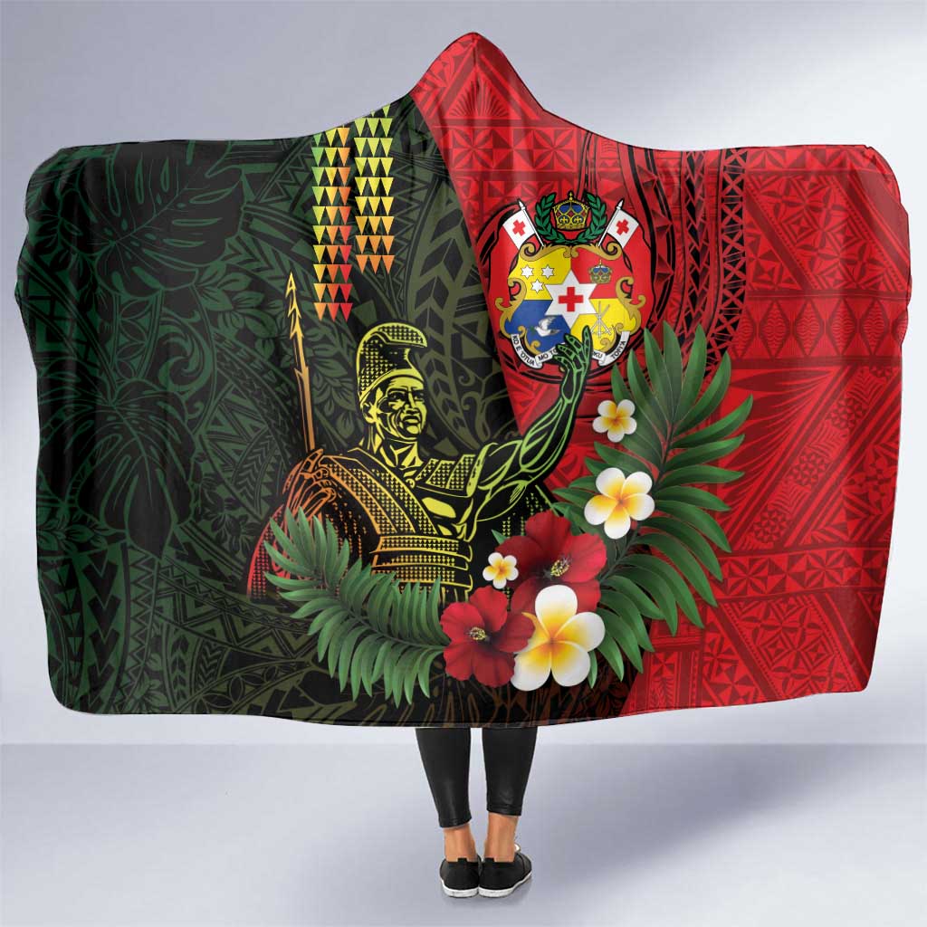 Hawaii And Tonga Hooded Blanket King Kamehameha Tribal Ngatu Pattern LT14 One Size Red - Polynesian Pride