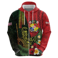Hawaii And Tonga Hoodie King Kamehameha Tribal Ngatu Pattern