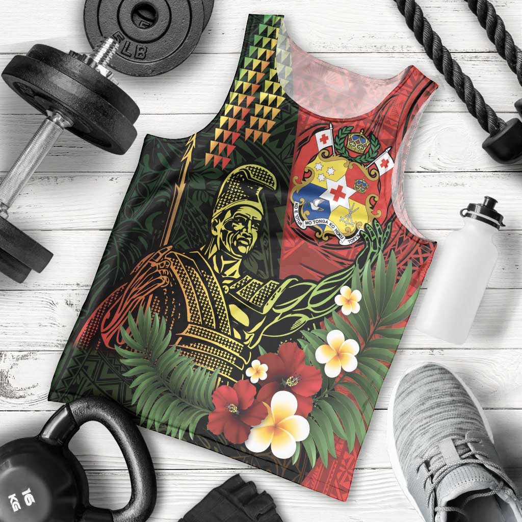Hawaii And Tonga Men Tank Top King Kamehameha Tribal Ngatu Pattern LT14 - Polynesian Pride