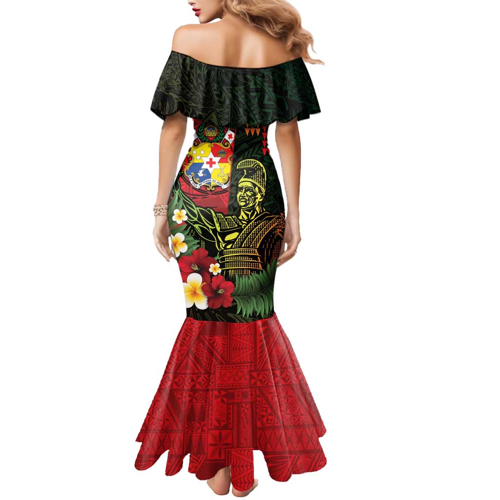 Hawaii And Tonga Mermaid Dress King Kamehameha Tribal Ngatu Pattern