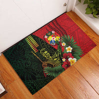 Hawaii And Tonga Rubber Doormat King Kamehameha Tribal Ngatu Pattern LT14 - Polynesian Pride
