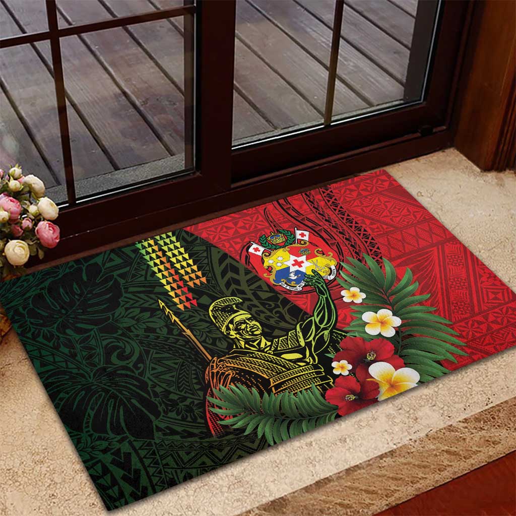 Hawaii And Tonga Rubber Doormat King Kamehameha Tribal Ngatu Pattern LT14 - Polynesian Pride