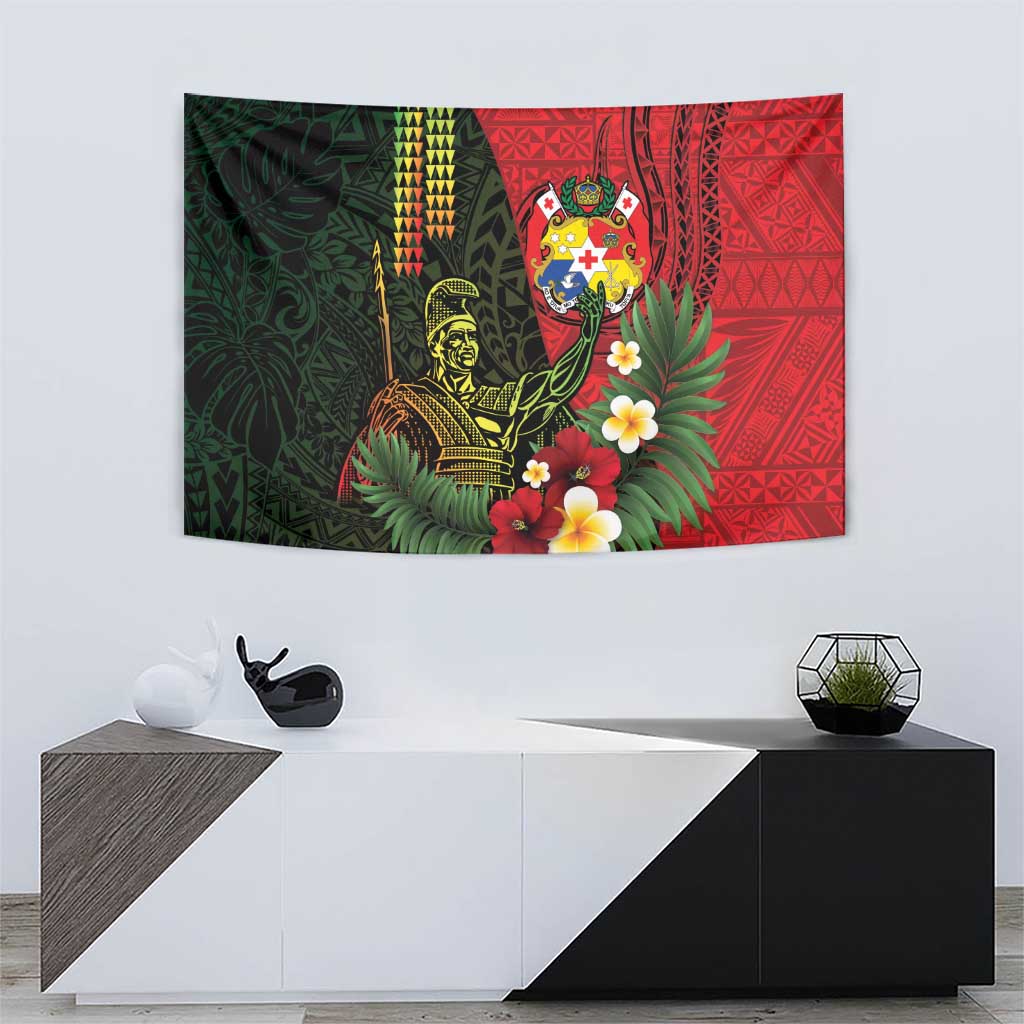 Hawaii And Tonga Tapestry King Kamehameha Tribal Ngatu Pattern