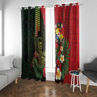 Hawaii And Tonga Window Curtain King Kamehameha Tribal Ngatu Pattern LT14 With Grommets Red - Polynesian Pride