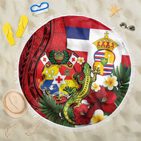 Hawaii And Tonga Beach Blanket King Kalakaua Tribal Gecko Tongan Ngatu LT14 One Size 150cm Red - Polynesian Pride