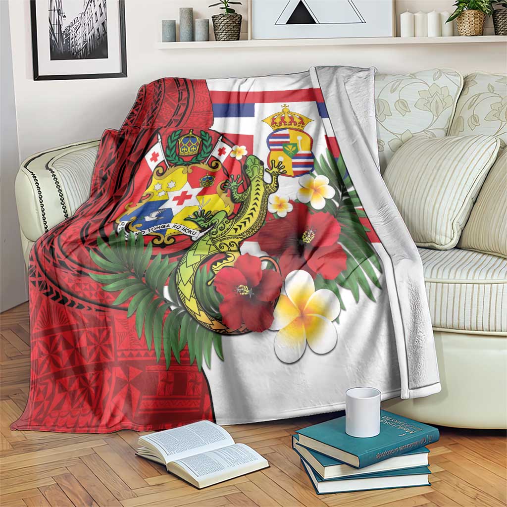 Hawaii And Tonga Blanket King Kalakaua Tribal Gecko Tongan Ngatu LT14 Red - Polynesian Pride