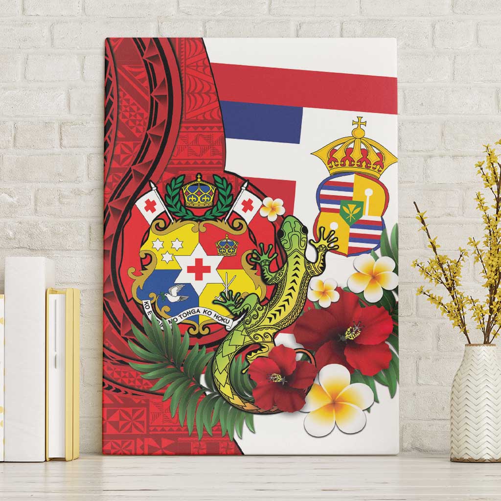 Hawaii And Tonga Canvas Wall Art King Kalakaua Tribal Gecko Tongan Ngatu LT14 Without Frame Red - Polynesian Pride