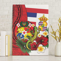 Hawaii And Tonga Canvas Wall Art King Kalakaua Tribal Gecko Tongan Ngatu LT14 Without Frame Red - Polynesian Pride