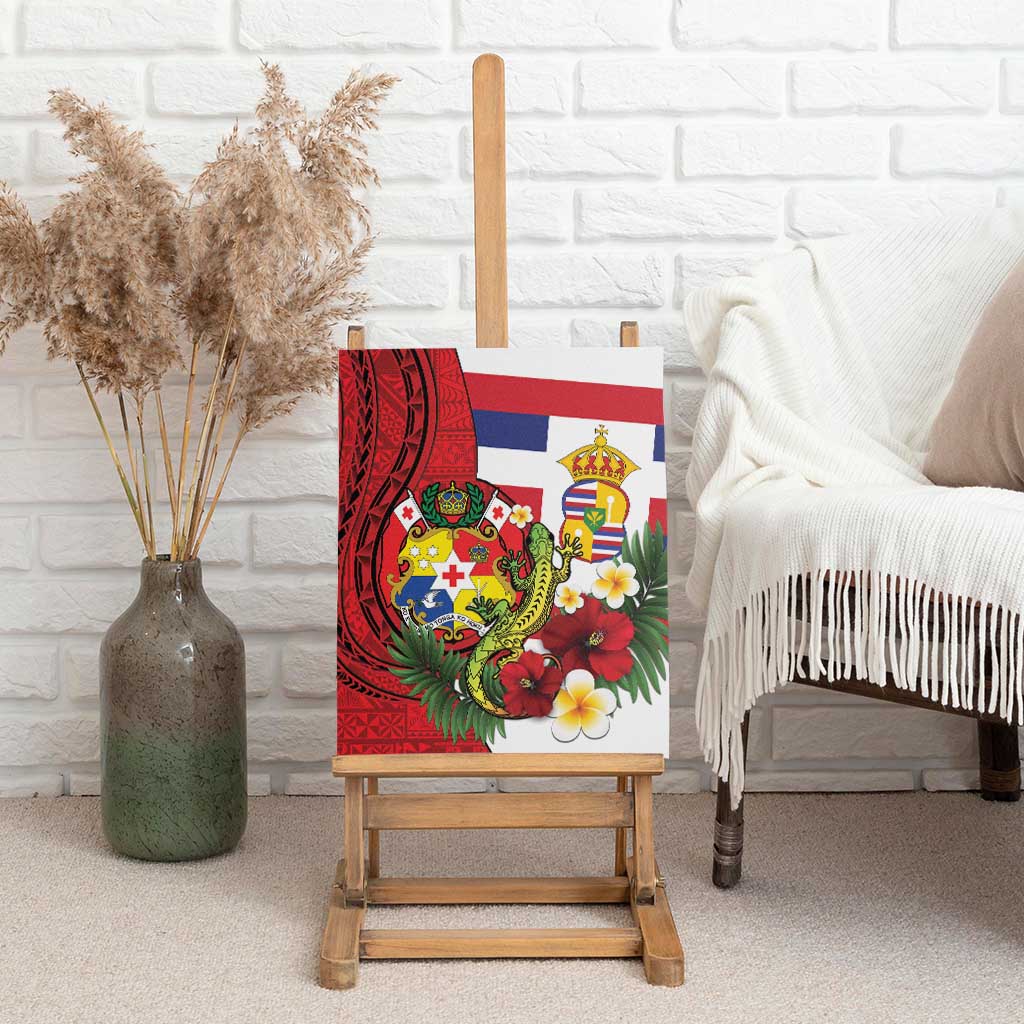 Hawaii And Tonga Canvas Wall Art King Kalakaua Tribal Gecko Tongan Ngatu LT14 - Polynesian Pride