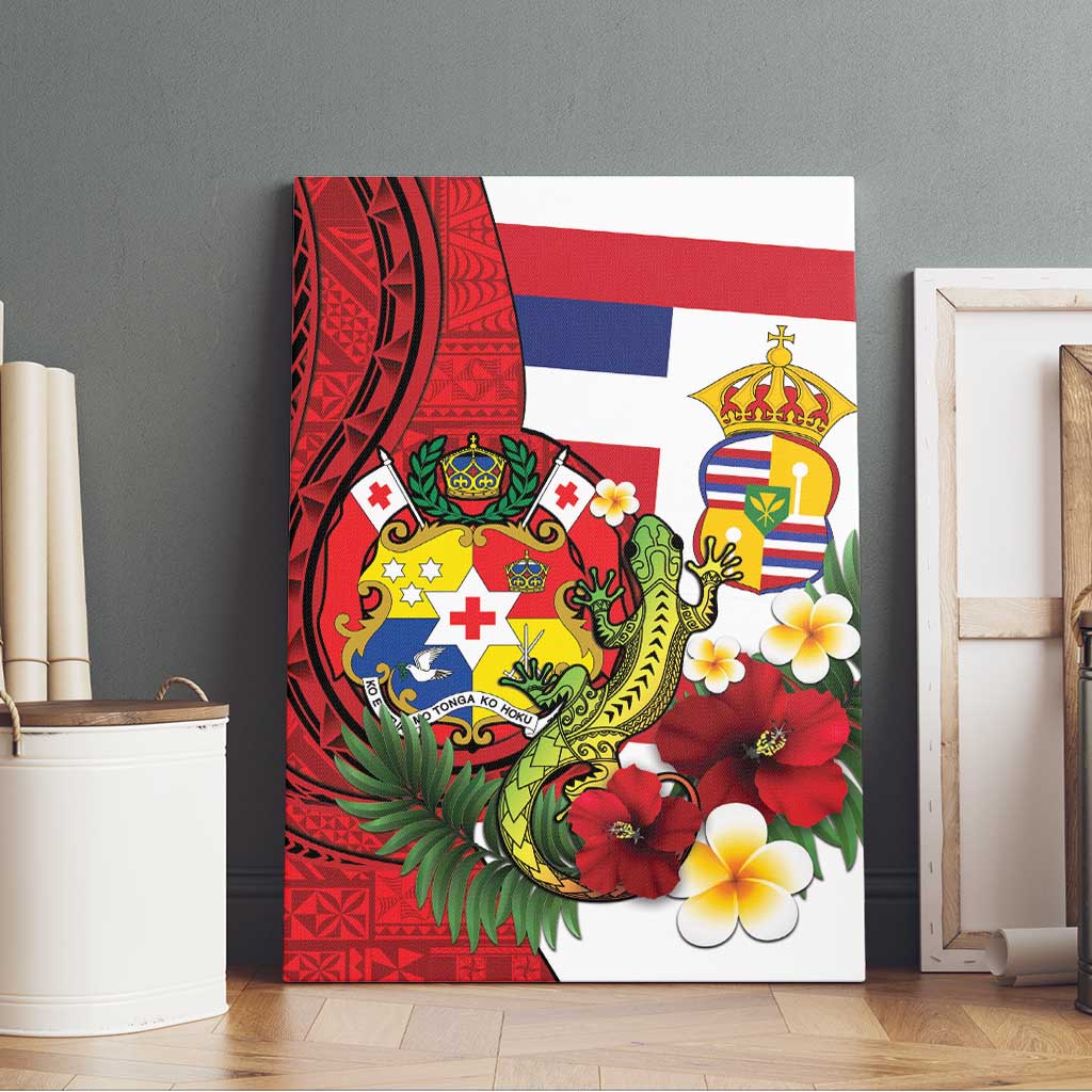 Hawaii And Tonga Canvas Wall Art King Kalakaua Tribal Gecko Tongan Ngatu LT14 - Polynesian Pride