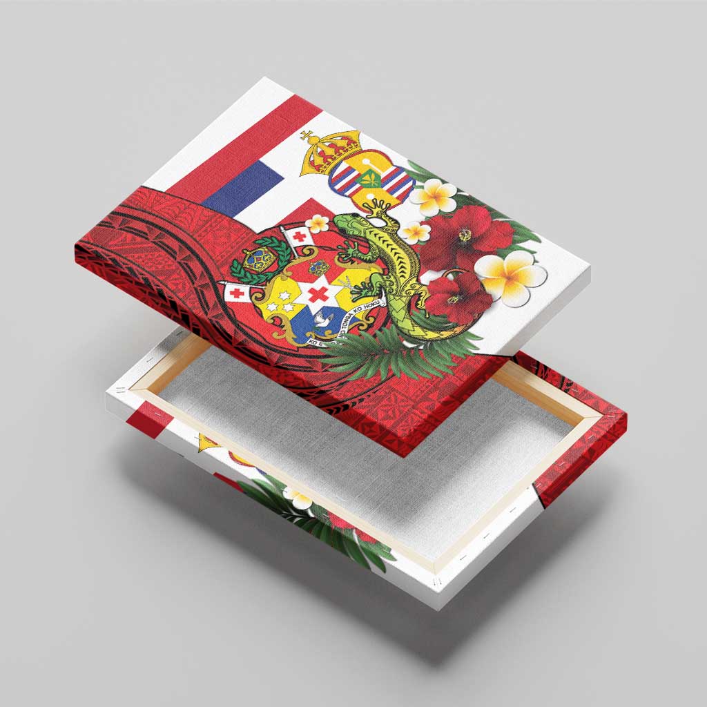 Hawaii And Tonga Canvas Wall Art King Kalakaua Tribal Gecko Tongan Ngatu LT14 - Polynesian Pride