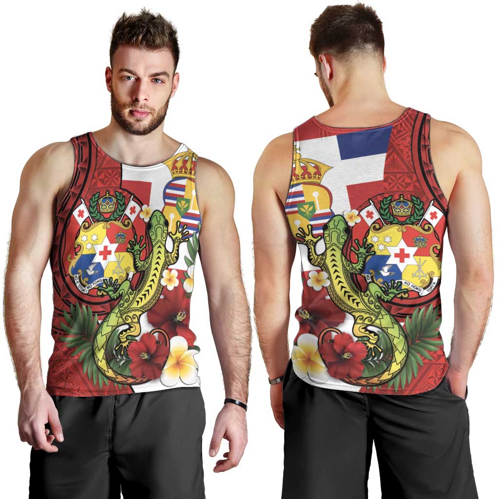 Hawaii And Tonga Men Tank Top King Kalakaua Tribal Gecko Tongan Ngatu