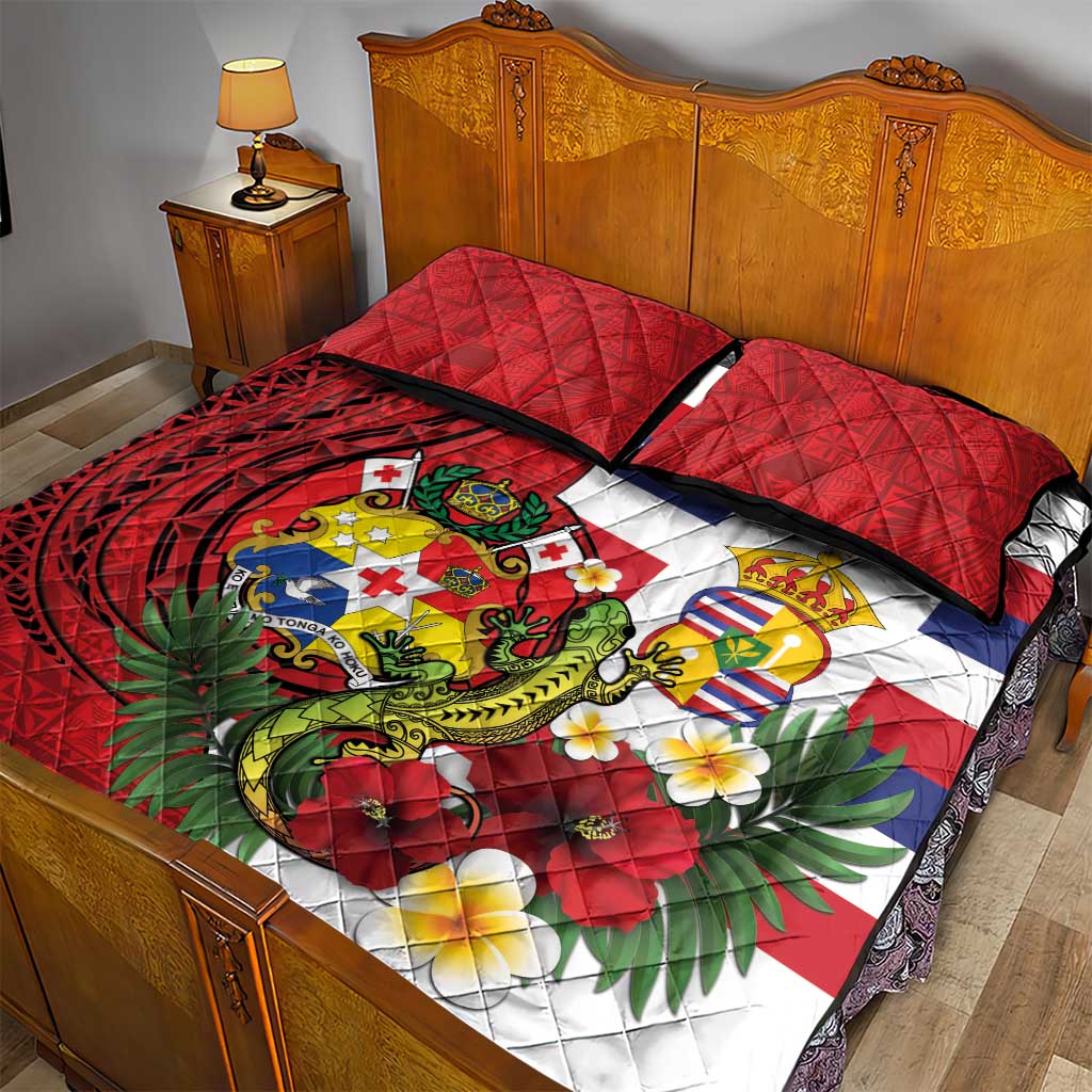 Hawaii And Tonga Quilt Bed Set King Kalakaua Tribal Gecko Tongan Ngatu