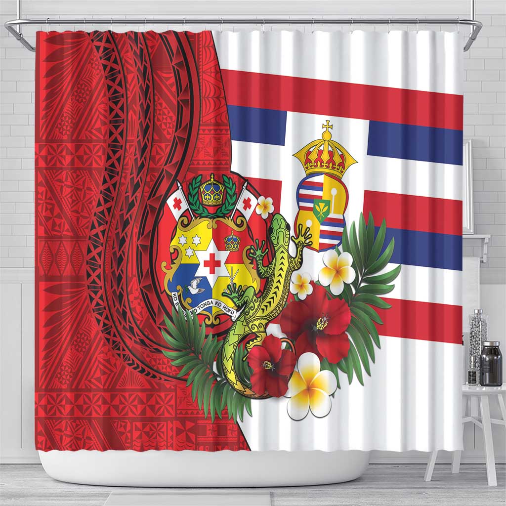Hawaii And Tonga Shower Curtain King Kalakaua Tribal Gecko Tongan Ngatu