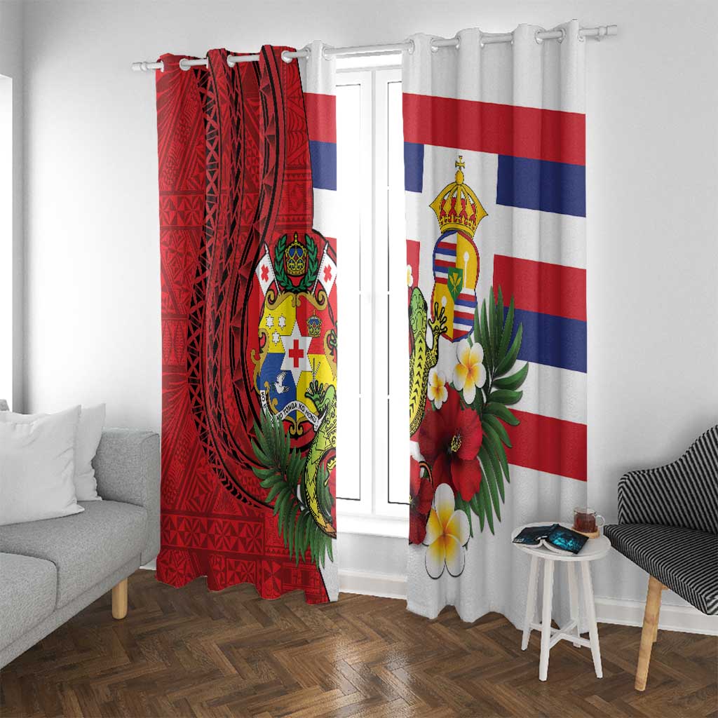 Hawaii And Tonga Window Curtain King Kalakaua Tribal Gecko Tongan Ngatu LT14 With Grommets Red - Polynesian Pride