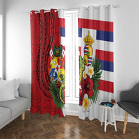 Hawaii And Tonga Window Curtain King Kalakaua Tribal Gecko Tongan Ngatu LT14 With Grommets Red - Polynesian Pride