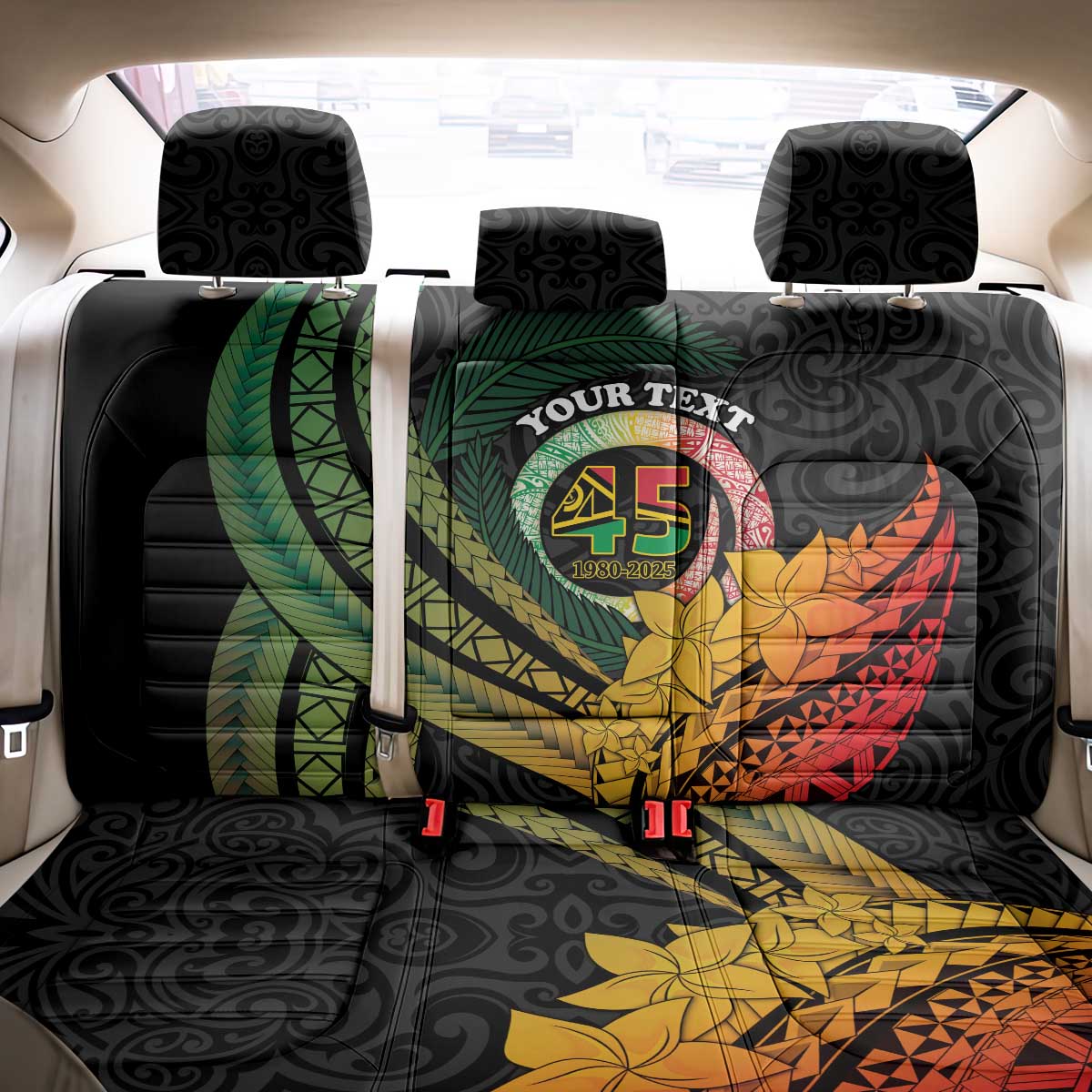 Personalised Vanuatu Independence Day Back Car Seat Cover July 30 Pig Tusk Long God Yumi Stanap