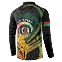 Personalised Vanuatu Independence Day Button Sweatshirt July 30 Pig Tusk Long God Yumi Stanap LT14 - Polynesian Pride