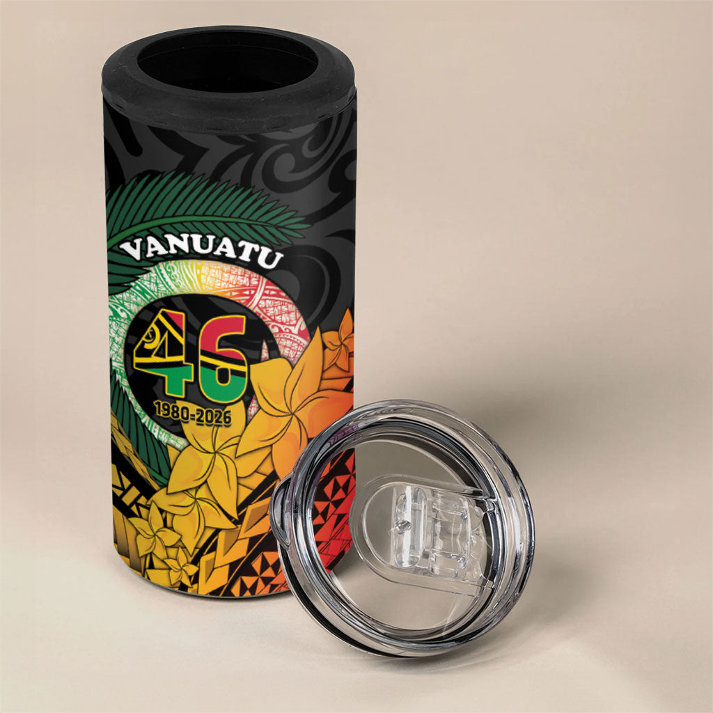 Personalised Vanuatu Independence Day 4 in 1 Can Cooler Tumbler July 30 Pig Tusk Long God Yumi Stanap LT14 - Polynesian Pride