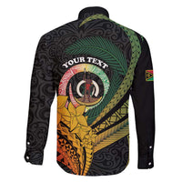 Personalised Vanuatu Independence Day Family Matching Off Shoulder Short Dress and Hawaiian Shirt July 30 Pig Tusk Long God Yumi Stanap