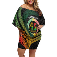 Personalised Vanuatu Independence Day Family Matching Off Shoulder Short Dress and Hawaiian Shirt July 30 Pig Tusk Long God Yumi Stanap