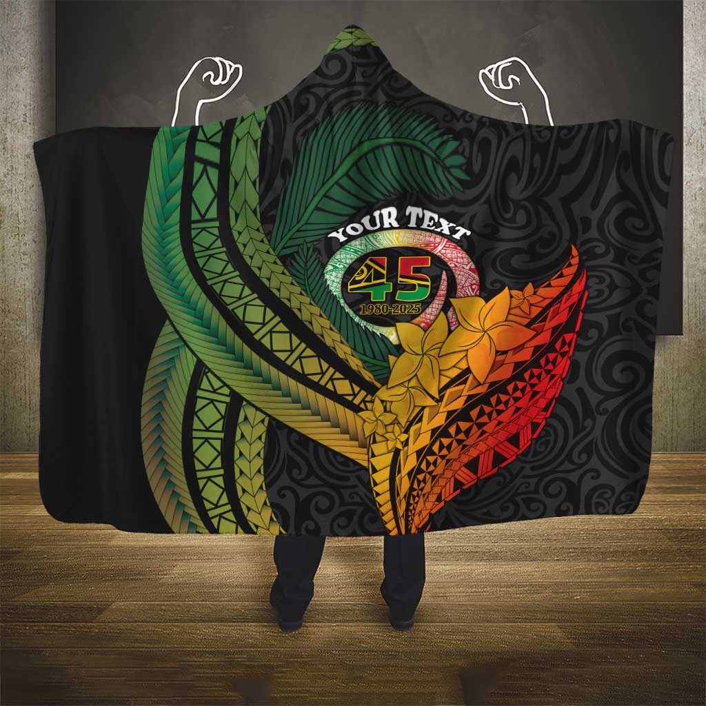 Personalised Vanuatu Independence Day Hooded Blanket July 30 Pig Tusk Long God Yumi Stanap LT14 - Polynesian Pride