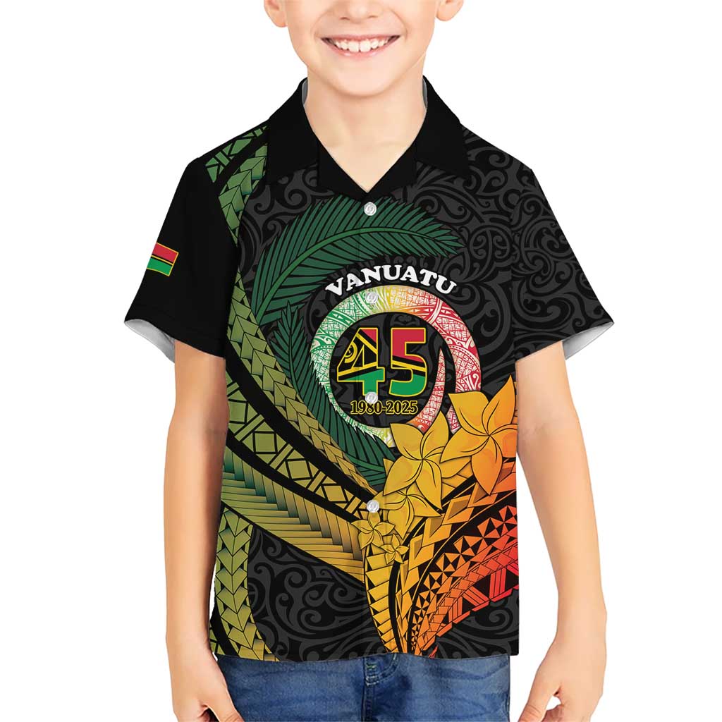 Personalised Vanuatu Independence Day Kid Hawaiian Shirt July 30 Pig Tusk Long God Yumi Stanap