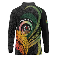 Personalised Vanuatu Independence Day Long Sleeve Polo Shirt July 30 Pig Tusk Long God Yumi Stanap