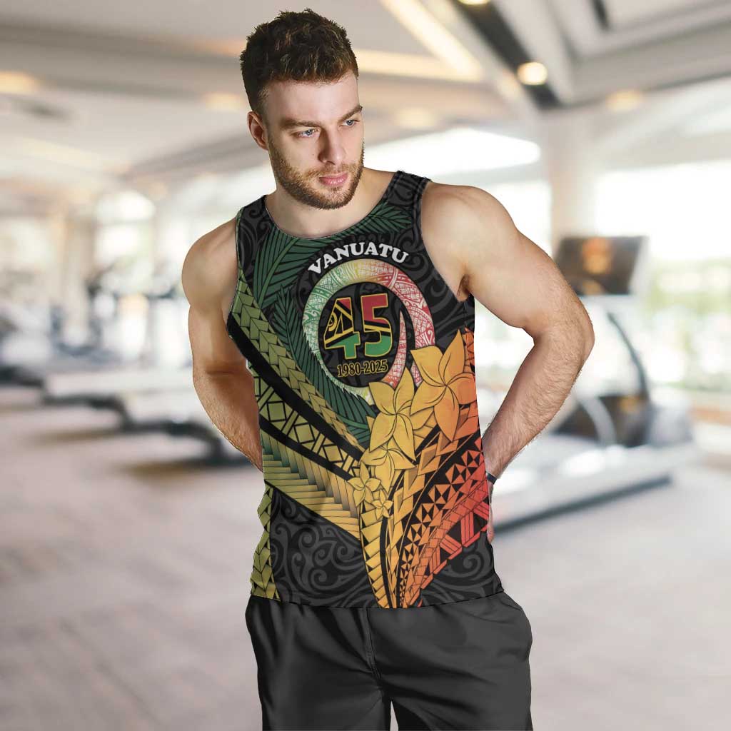 Personalised Vanuatu Independence Day Men Tank Top July 30 Pig Tusk Long God Yumi Stanap LT14 Black - Polynesian Pride