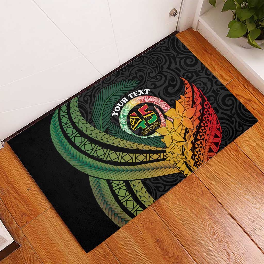 Personalised Vanuatu Independence Day Rubber Doormat July 30 Pig Tusk Long God Yumi Stanap LT14 - Polynesian Pride