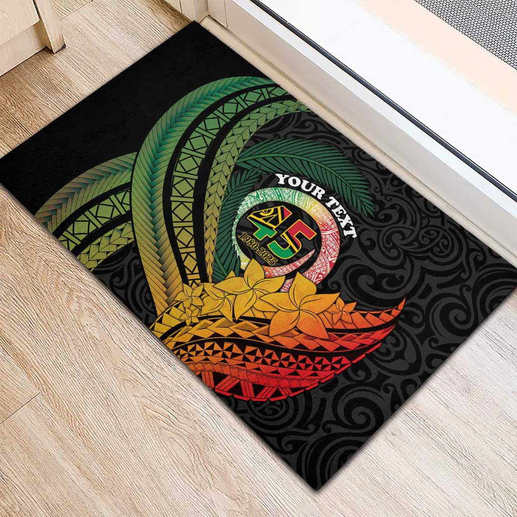 Personalised Vanuatu Independence Day Rubber Doormat July 30 Pig Tusk Long God Yumi Stanap LT14 - Polynesian Pride