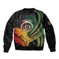 Personalised Vanuatu Independence Day Sleeve Zip Bomber Jacket July 30 Pig Tusk Long God Yumi Stanap