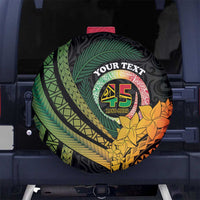 Personalised Vanuatu Independence Day Spare Tire Cover July 30 Pig Tusk Long God Yumi Stanap LT14 Black - Polynesian Pride