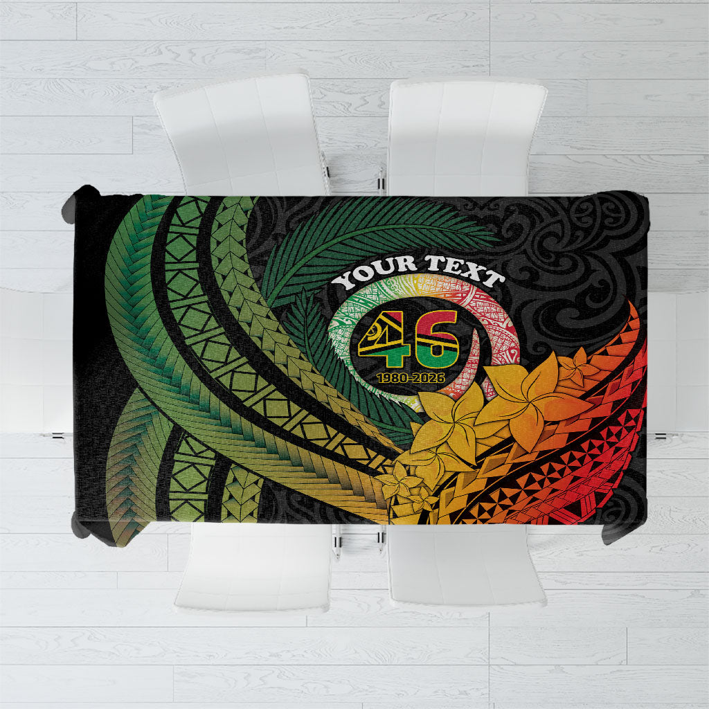Personalised Vanuatu Independence Day Tablecloth July 30 Pig Tusk Long God Yumi Stanap LT14 Black - Polynesian Pride