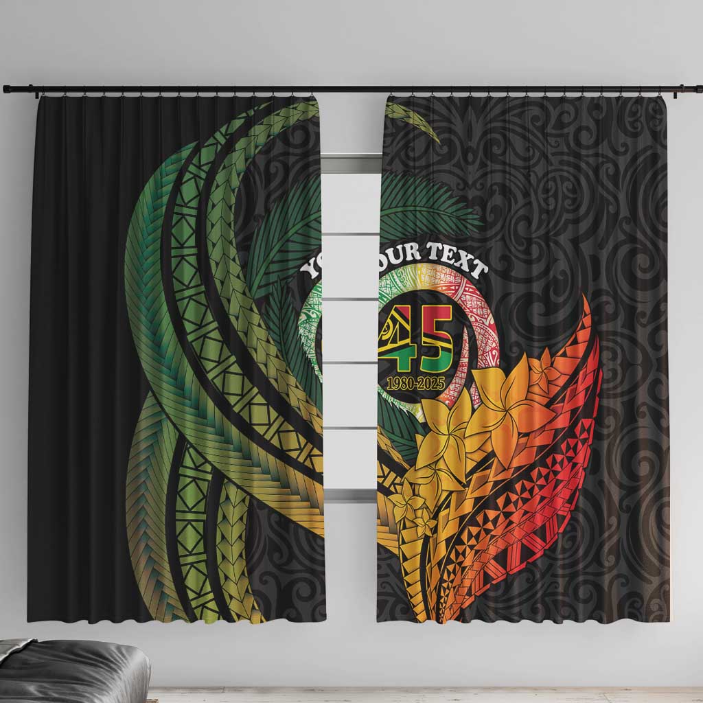Personalised Vanuatu Independence Day Window Curtain July 30 Pig Tusk Long God Yumi Stanap LT14 With Hooks Black - Polynesian Pride