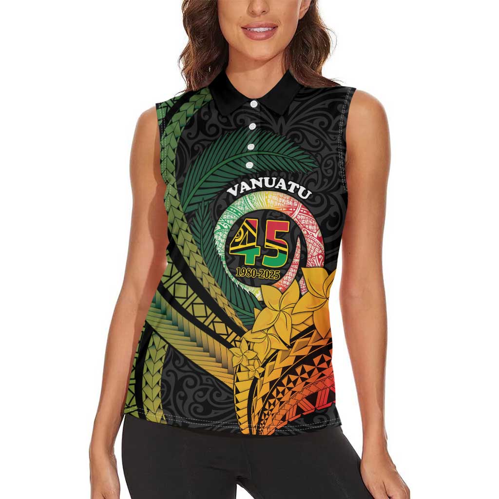 Personalised Vanuatu Independence Day Women Sleeveless Polo Shirt July 30 Pig Tusk Long God Yumi Stanap