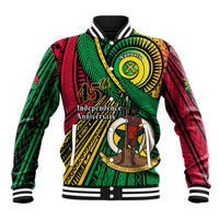 Halo Vanuatu Baseball Jacket Happy 45th Independence Anniversary LT14 Unisex Black - Polynesian Pride