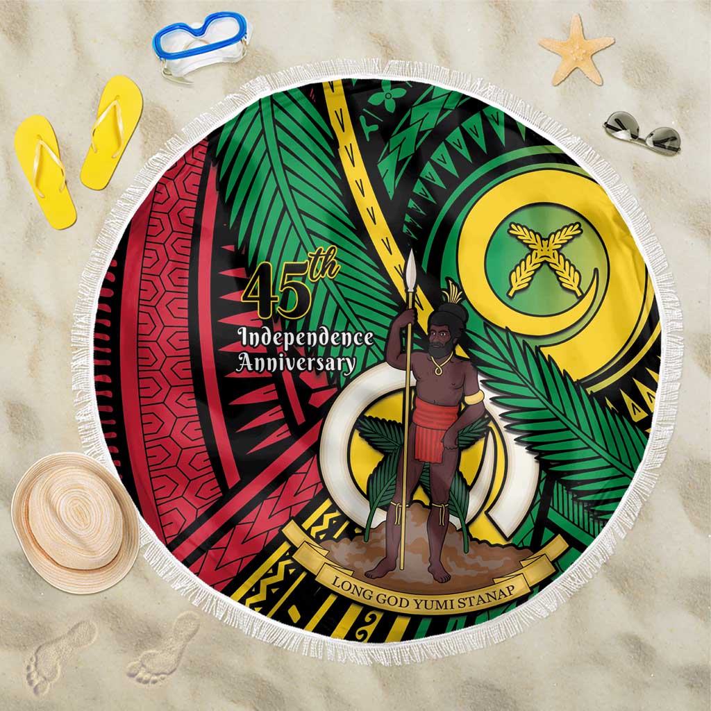 Halo Vanuatu Beach Blanket Happy 45th Independence Anniversary LT14 One Size 150cm Black - Polynesian Pride