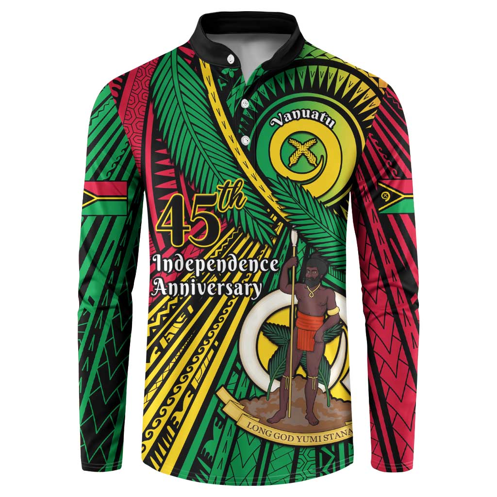 Halo Vanuatu Button Sweatshirt Happy 45th Independence Anniversary LT14 Black - Polynesian Pride