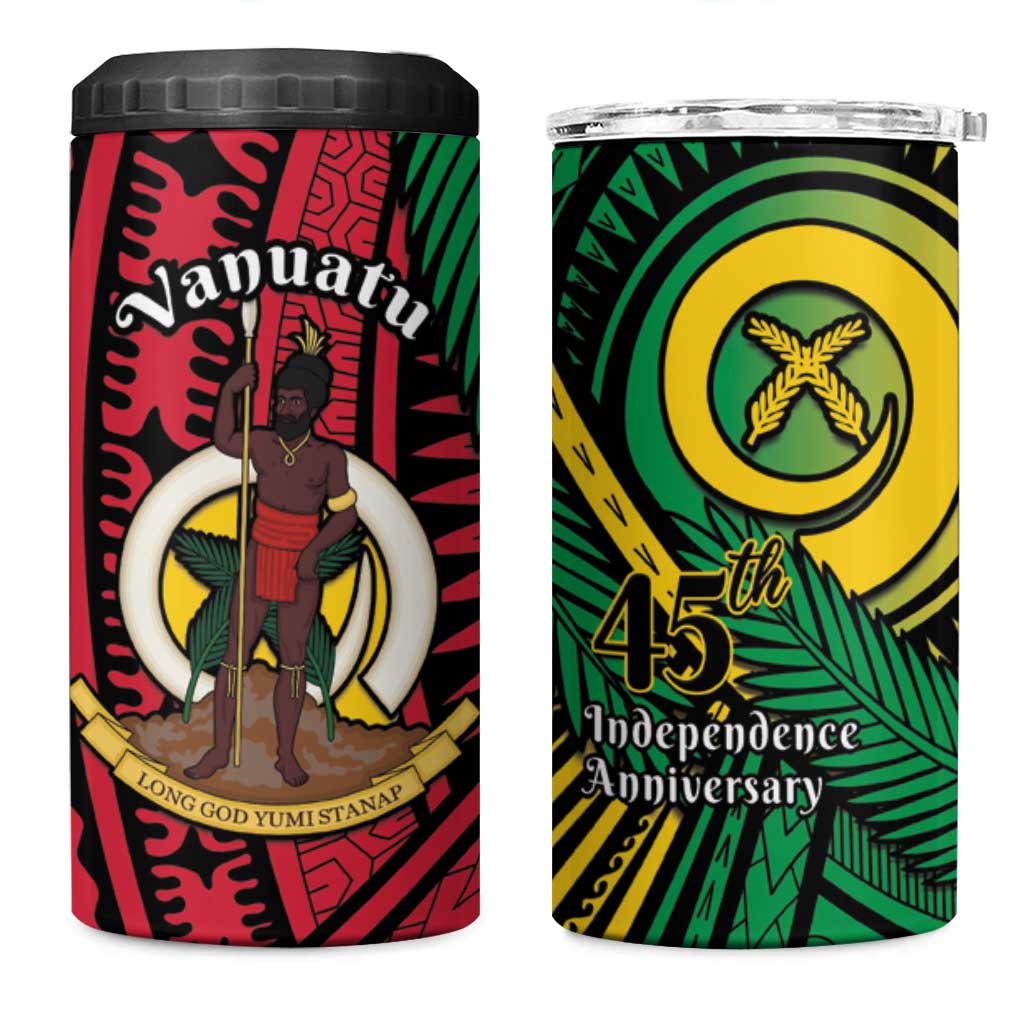 Halo Vanuatu 4 in 1 Can Cooler Tumbler Happy 45th Independence Anniversary LT14 One Size: 16 oz Black - Polynesian Pride