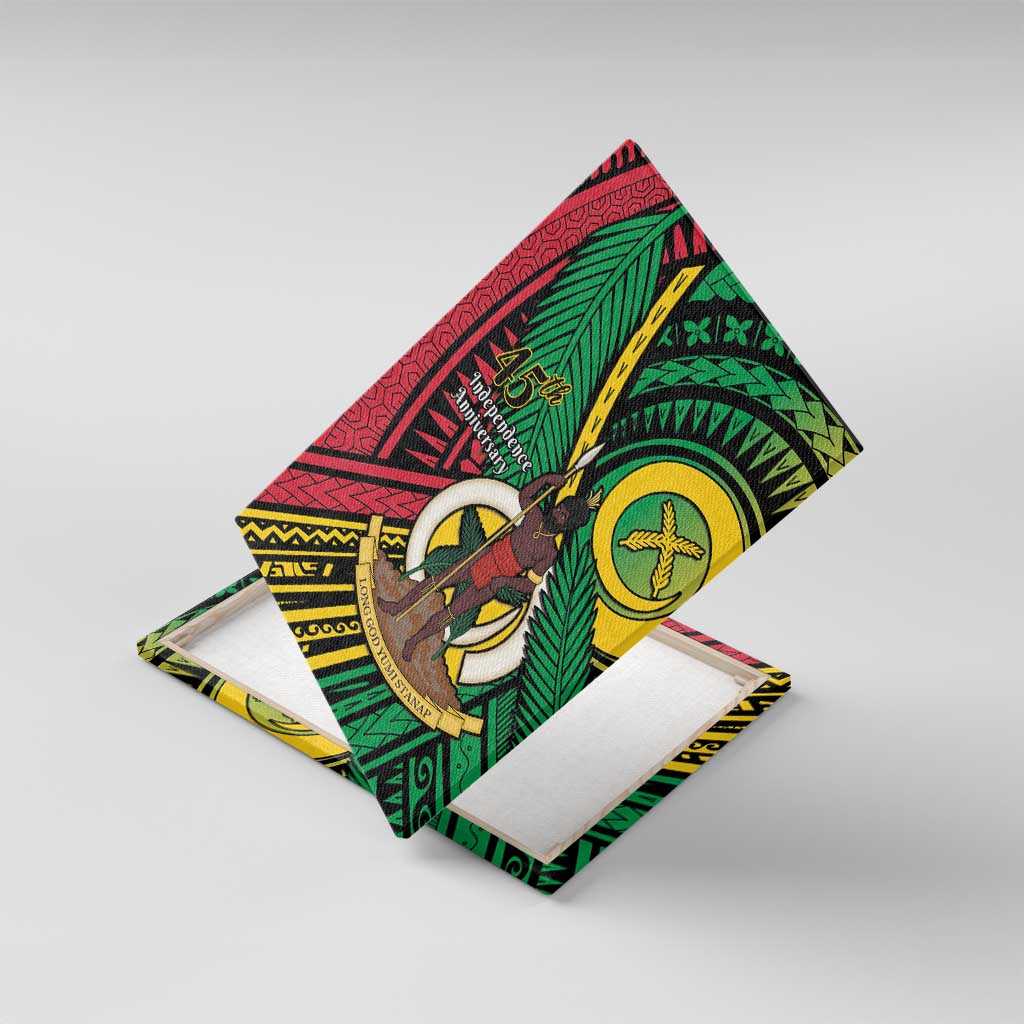 Halo Vanuatu Canvas Wall Art Happy 45th Independence Anniversary LT14 With Frame Black - Polynesian Pride